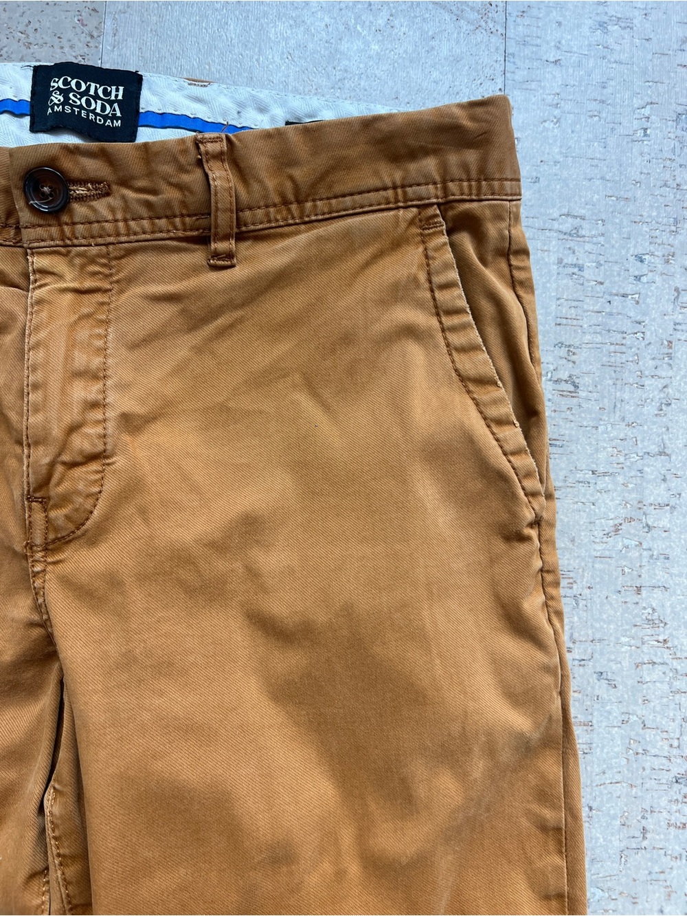 Scotch & Soda Mott Slim Chino Pants Men’s 32x31 Camel Brown Stretch Cotton - Picture 3 of 11